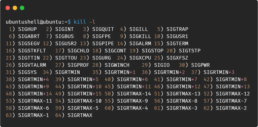 To get the list of all killing signals