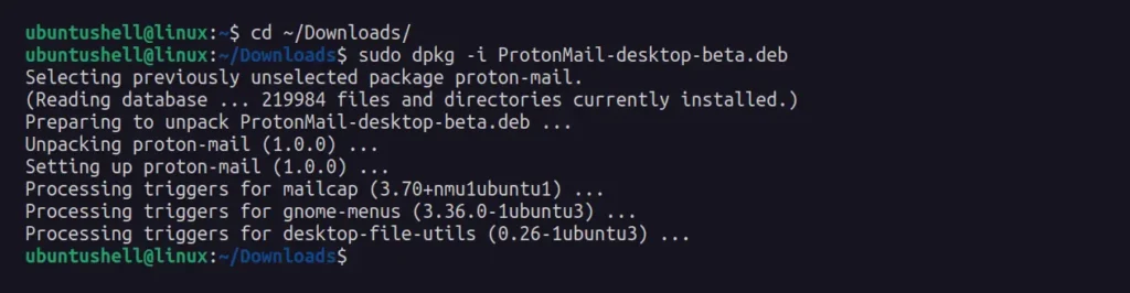 installing proton mail on ubuntu