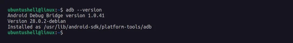 checking the ADB version on ubuntu
