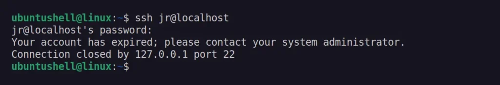 accessing the expired user account via ssh