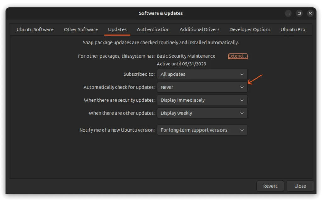 disabling automatic update on ubuntu graphically
