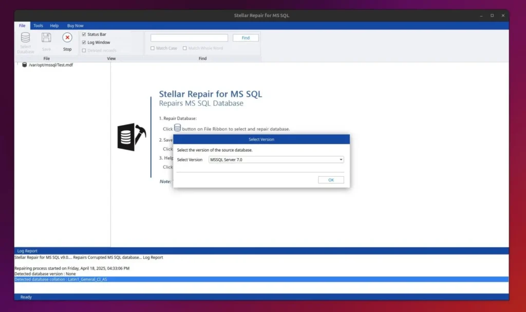 Stellar Repair for MS SQL program